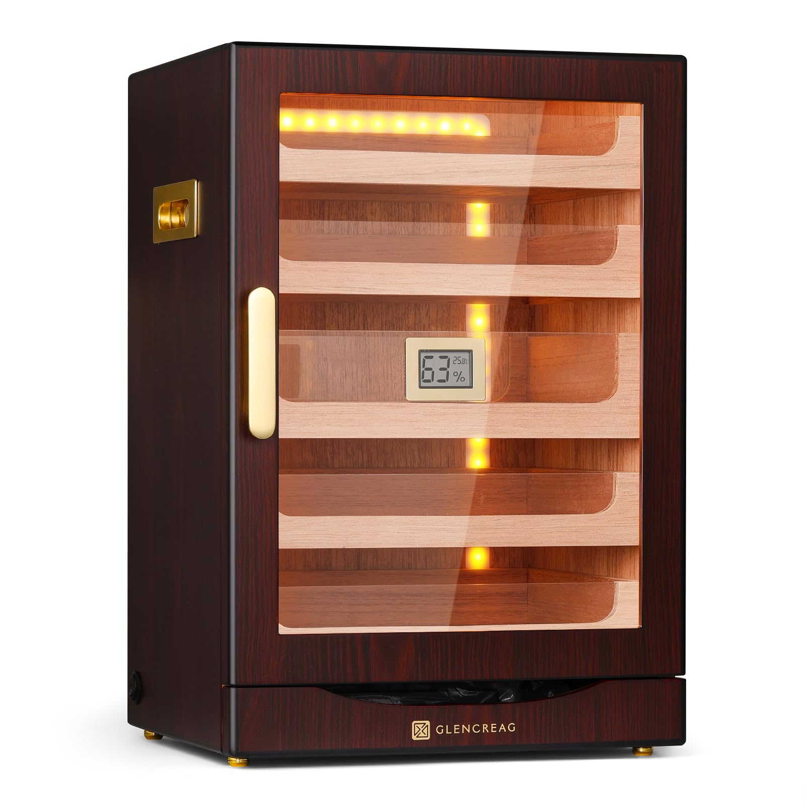 Photo 1 of GLENCREAG Cigar Humidor Cabinet with Automatic LED Light, Extra Large Size for 250 Cigars, Spanish Cedar Lining, Tight-Seal Magnetic Door, Adjustable Hygrometer, Gift for Cigar Lover