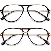 AMOMOMA Aviator Reading Glasses for Women Men Spring Temple AM6226 | Stylish Slim Design Lightweight Trendy Readers Metal Temples Flexible All-day Fit Blue Light Computer Frame