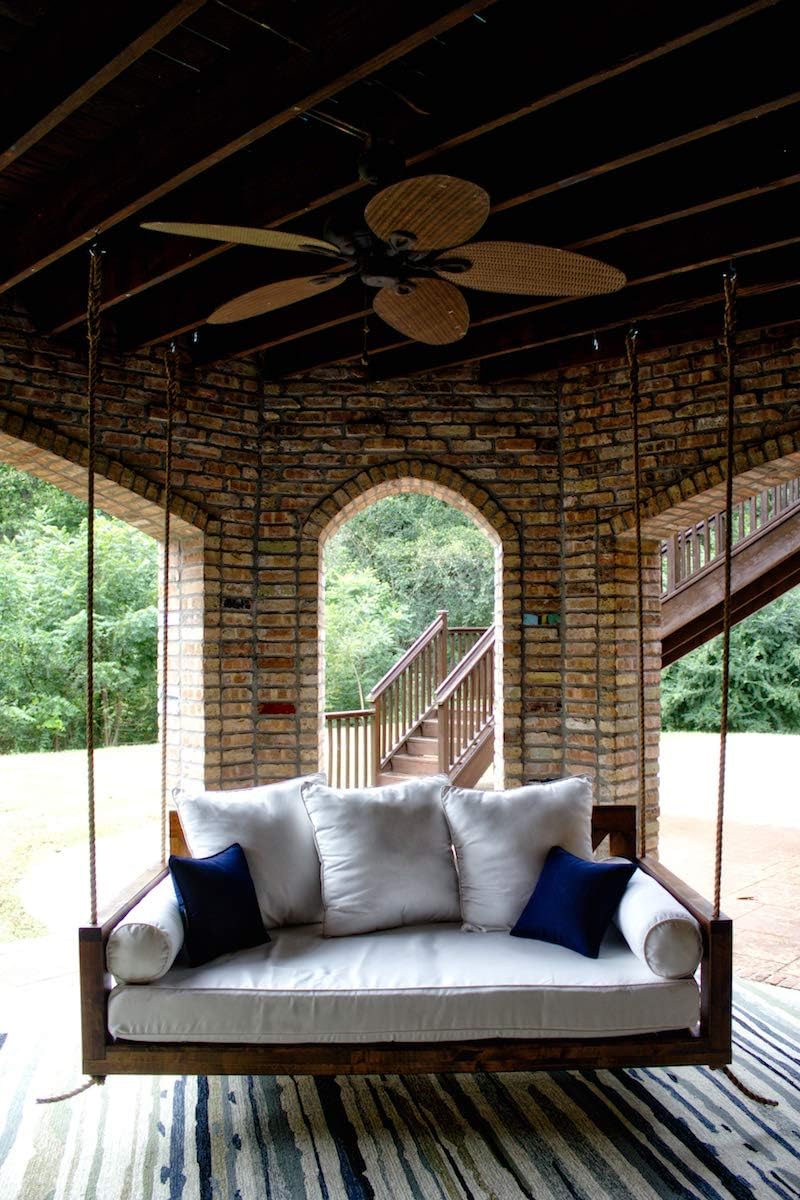 swinging bed for outdoor lounging on Amazon Com Avery Porch Swing Bed Swing Size Twin Tuscany Finish Kitchen Dining