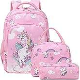 Girls Backpack for Elementary Kids School Bookbag Set Cute Unicorn Backpacks for Girls Water Resistant