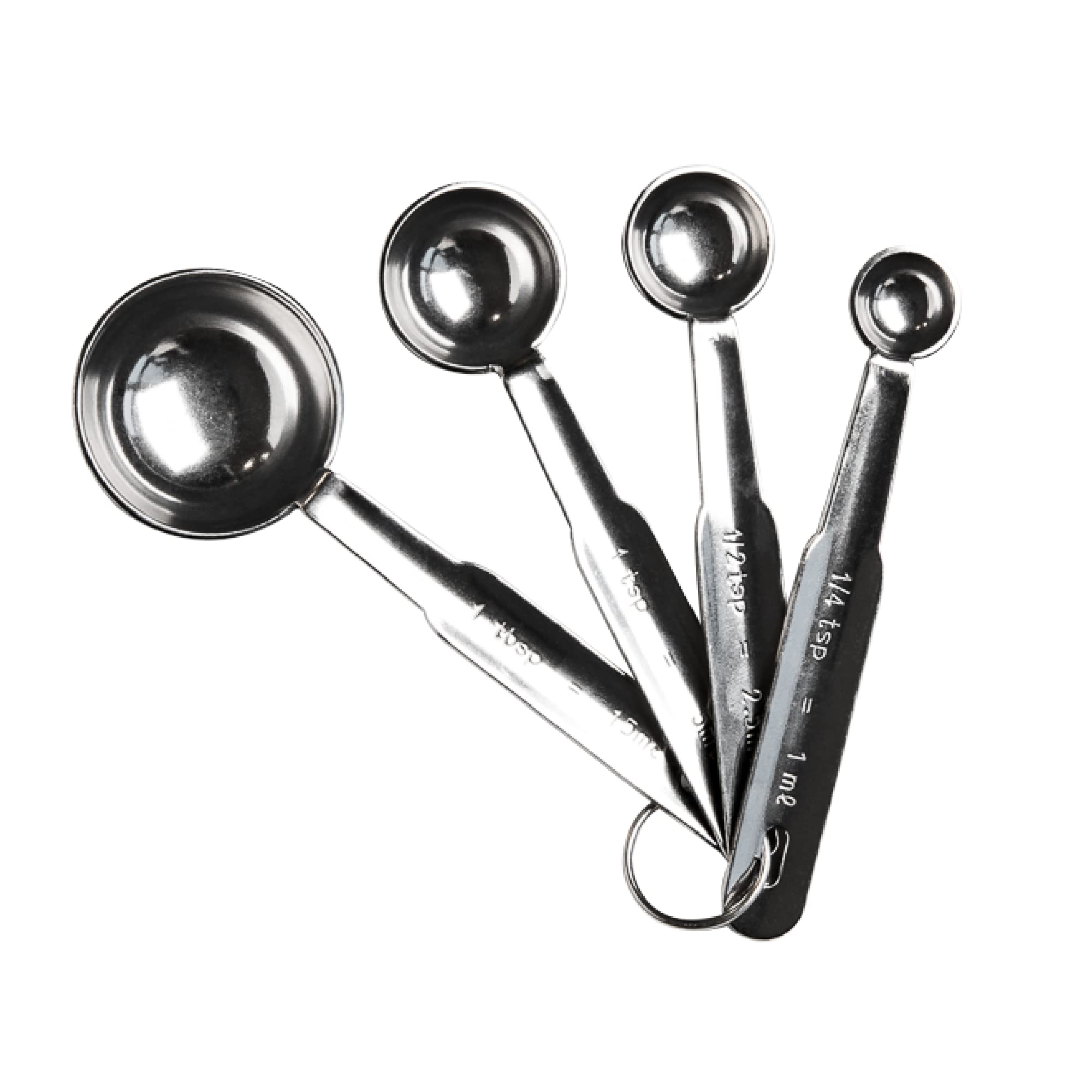 De Buyer 4827.01 Set of 4 Measuring Spoons, 1, 2.5, 5, 15 ml Capacities