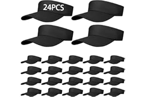 DASSNANE 24 PCS Black Empty Top Hat Bulk Solid Color Blank Adjustable Sport Sun Visor Hats Athletic Visor Caps for Women and Men Summer Outdoor Anti Ultraviolet for Beach Golf Tennis Baseball