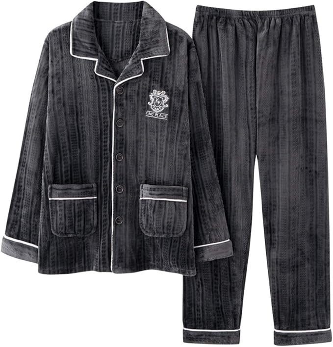 Amazon 三好優品 パジャマ メンズ あったかい 冬 もこもこ フランネル 長袖 前開き 上下セット ルームウェア 厚手 大きいサイズ パジャマ 通販