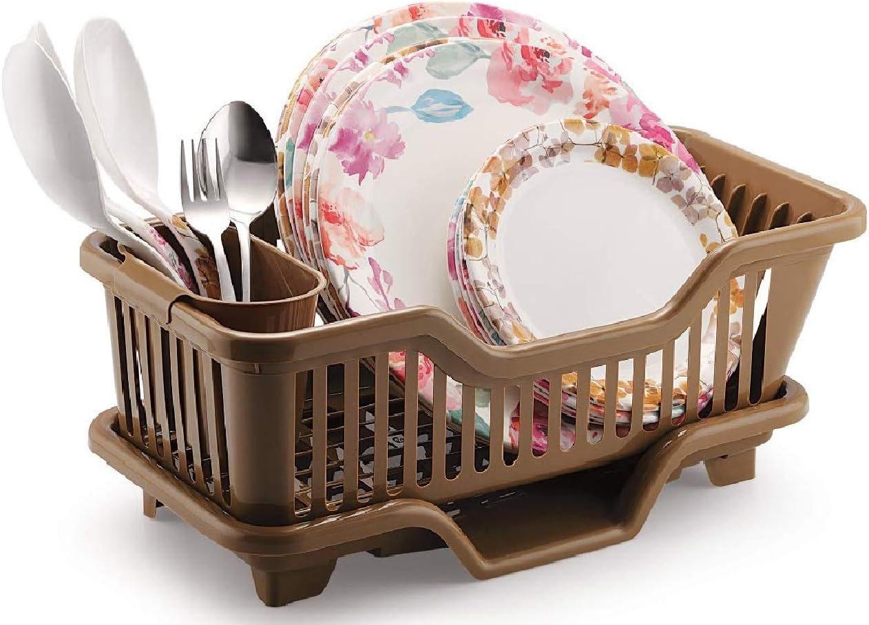 Vruta 3-in-1 Multi Function Kitchen Sink Cutlery Drying Rack (Random Colour) 44 cm x 23 cm x 13 cm/Sink Side Dish Drainer and Drying Rack/Kitchen Sink Organiser Dish Drainer