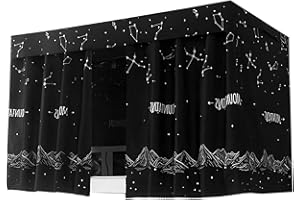 Mocarly Dorm Single Twin Bunk Bed Tents Drapes Dustproof Blackout Underbed Cloth Bed Privacy Curtains 2 Panels + 1 Top (Starry Sky, 45.3 x 78.7 in)