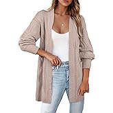 SHEWIN Womens Open Front Long Sleeve Oversized Cardigan Sweaters Knit Coats with Pockrts