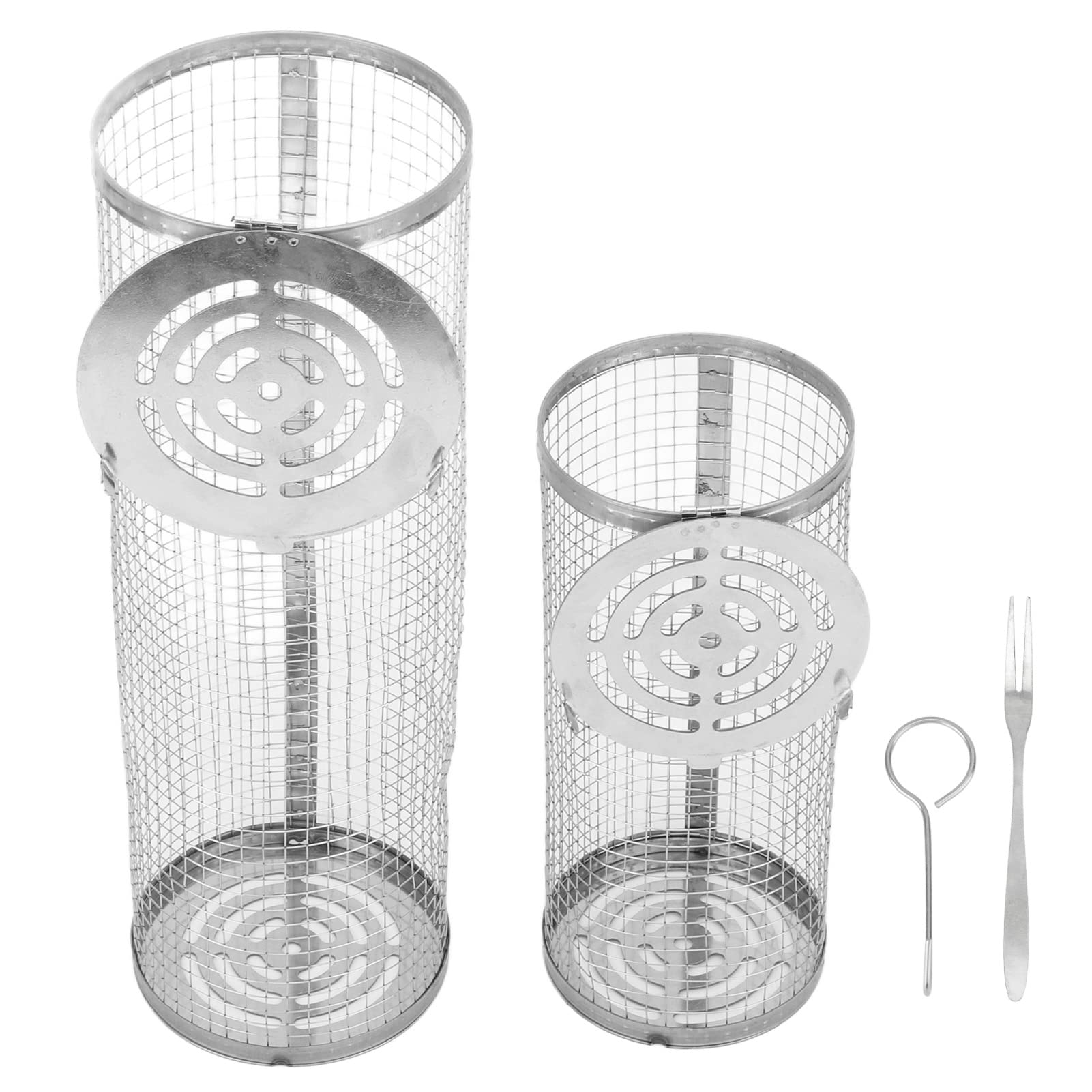 2PCS Barbecue Basket Barbecue Tube Set Rolling Barbecue Basket Barbecue Tube Set Rolling Barbecue Cage Time-saving, sturdy Cage for Even Grilling Barbecue Basket for Vegetables and Seafood