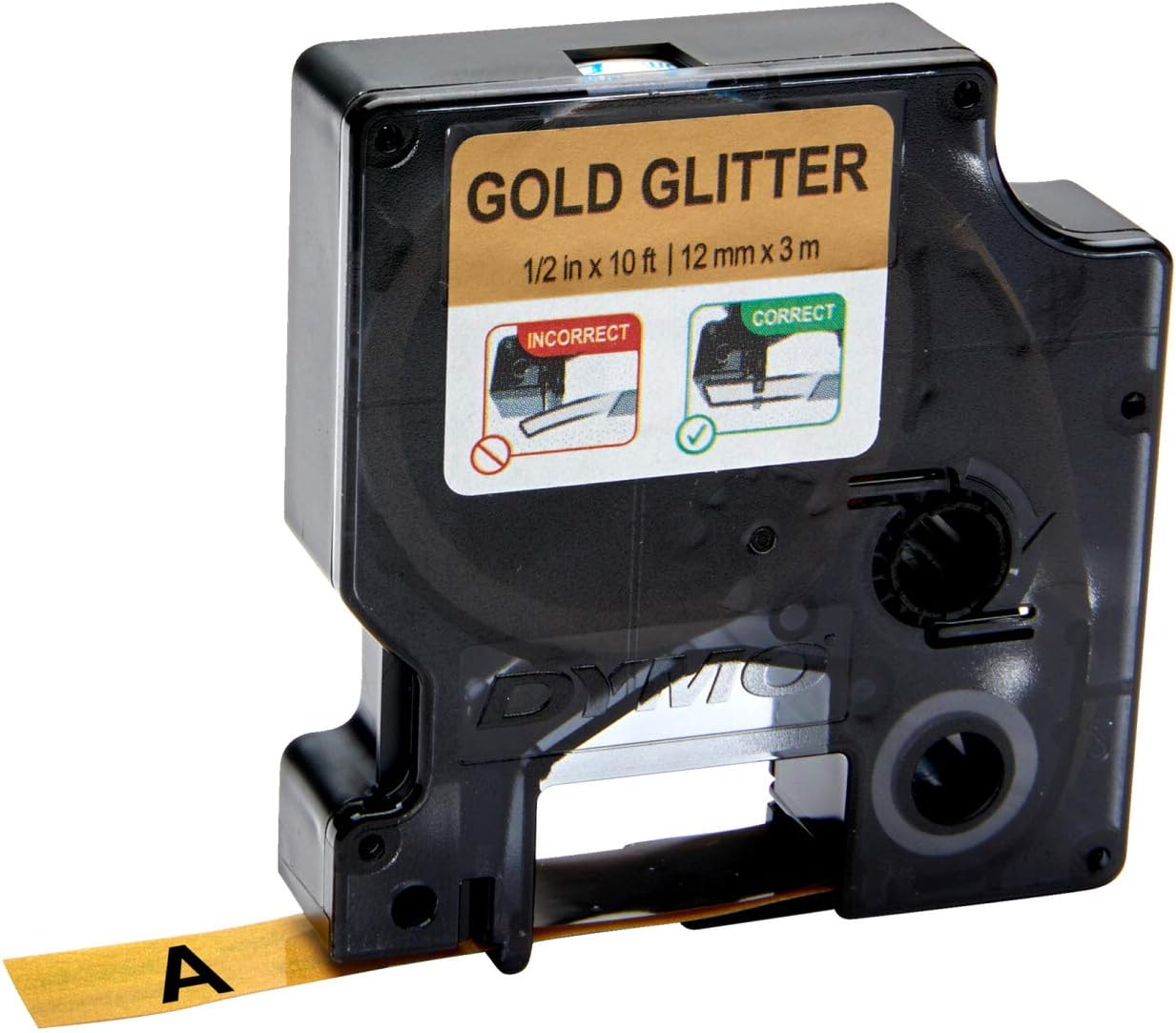 DYMO COLORPOP Authentic Label Maker Tape, 1/2" W x 10' L, Black Print on Gold Glitter, D1 Standard : Office Products