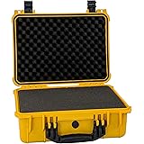 17" Yellow Weatherproof Equipment Case, made of Polypropylene Plastic with Foam Insert, 16.5" X 13" X 7"