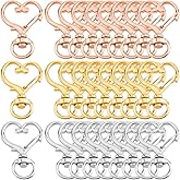 SUNNYCLUE 36Pcs 3 Colors Heart Shaped Swivel Clasp Spring Keychain Ring Metal Gold Colorful Lobster Alloy Snap Hook Buckle Key Chain Findings Accessories for Jewelry Keychains Lanyards Bags DIY Craft