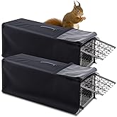 SATINIOR 2 Pack Live Animal Trap Cage Cover 32" x 10" x 12" for 1 Door Cage | Black Replacement for Humane Animal Rescue, Raccoon, Squirrel, Skunk, Feral Cat Trap (Only Cover)