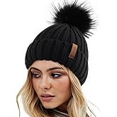 FURTALK Womens Winter Knitted Beanie Hat with Faux Fur Pom Warm Knit Skull Cap Beanie for Women