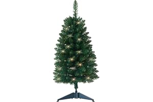 Pre-Lit Artificial Christmas Tree 3Ft, Battery Operated Desktop Xmas Tree with 50 LED 160 Branch Tips Mini Christmas Tree Dec