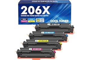 COOL TONER 206X 206A Toner Cartridges 4 Pack High Yield M283fdw Set Compatible Replacement for HP 206X 206A Color Laserjet Pro MFP M283cdw M255dw M283 M255 Printer Ink (with Chip) (Black Cyan Yellow Magenta)
