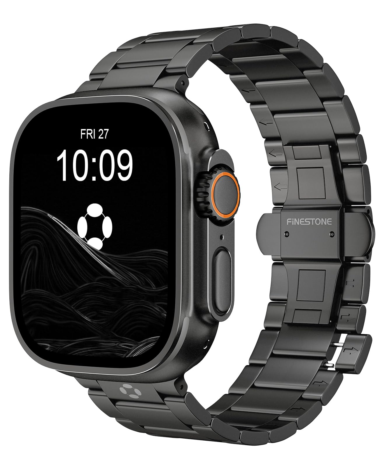 Photo 1 of FiNESTONE CRNS03-PRO Titanium Band for Apple Watch Ultra 3/2/1 49mm & Series 11/10 46mm, Grade 5 Titanium Ultra Band for Men With Secure Butterfly Clasp, Tool Free & Anti-Scratch iWatch Metal Strap Black,Mens Valentines Day Gifts