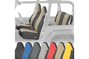 Diver Down Neoprene Seat Cover Set - Fits Jeep TJ 1997-2006 Wrangler - Front and Back Seat Set - Waterproof Custom Fit Seat Covers - Soft Padded Cushion Feel - Thermal Resistant - (Tan, 97-02)