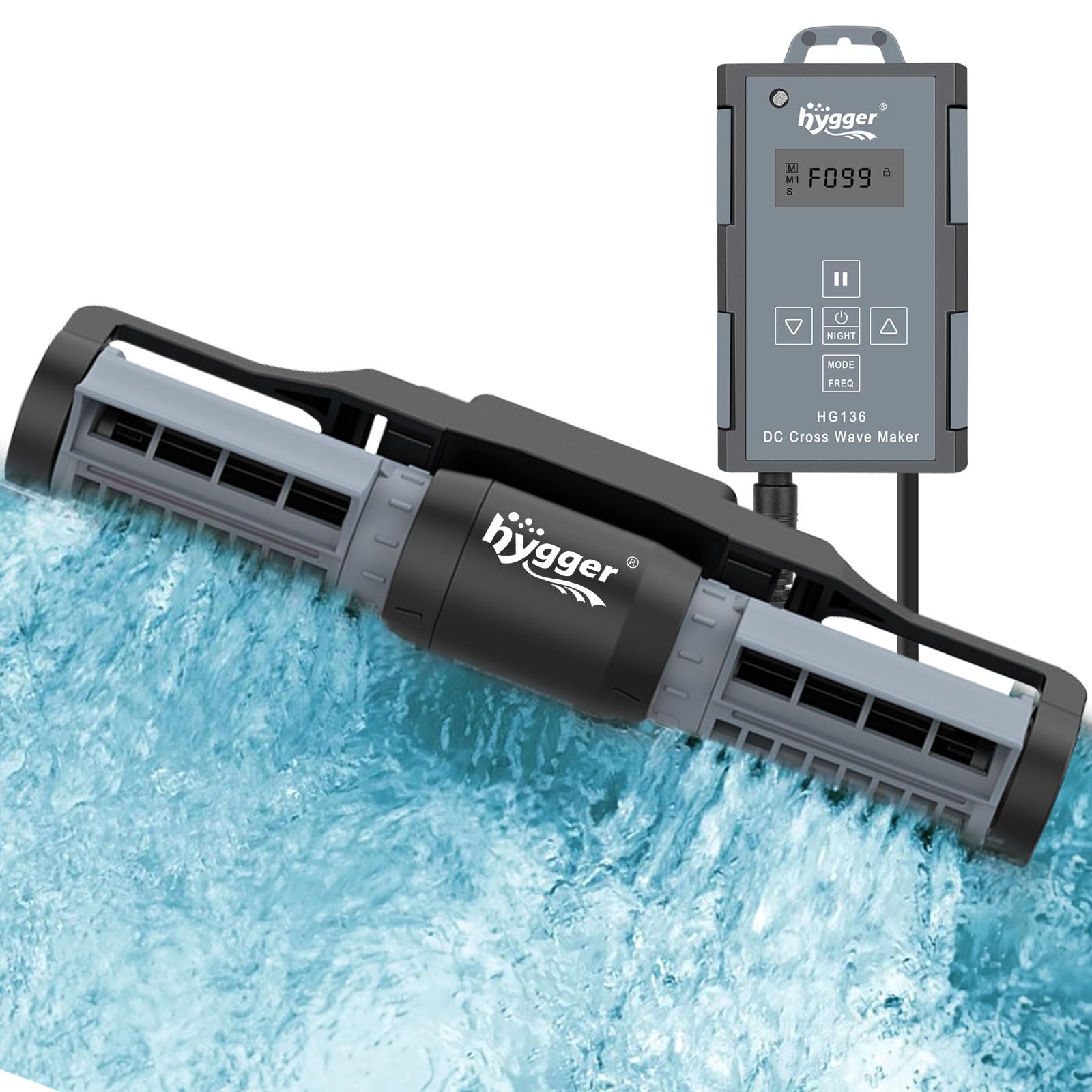 Photo 1 of hygger Aquarium Gyre Wave Maker 1850GPH for 40-125 Gallon Fish Tank Cross-Flow Pump Adjustable Aquarium Water Circulation Powerhead 18W with Controller Magnetic Base