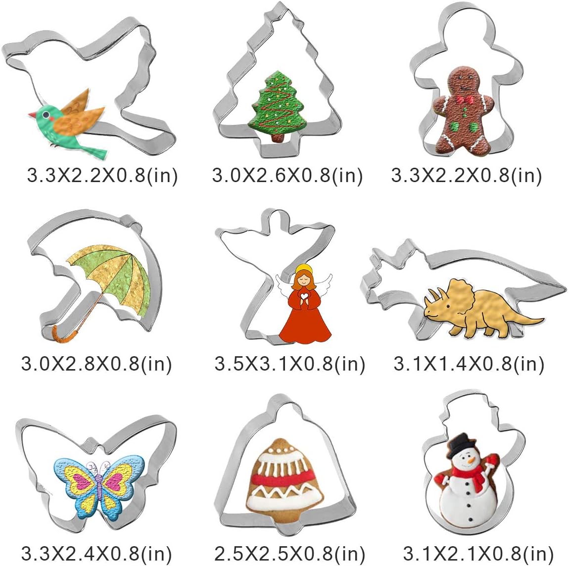 Cookie Cutter Set, Gyvazla 10PCS Cookie Cutter Stainless Steel Snowflake, Tree, Gingerbread Boy - Image 3