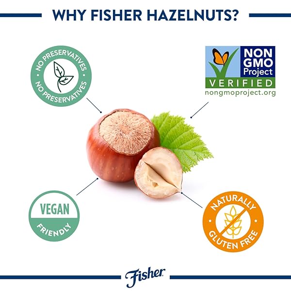 FISHER CHOPPED HAZELNUTS, 4.52 OZ RAW SHELLED UNSALTED NUTS FOR COOKING, BAKING, OR SNACKING, HEALTHY SNACKS FOR ADULTS, RESEALABLE BAG, NATURALLY GLUTEN FREE, VEGAN, KETO, PLANT BASED PROTEIN