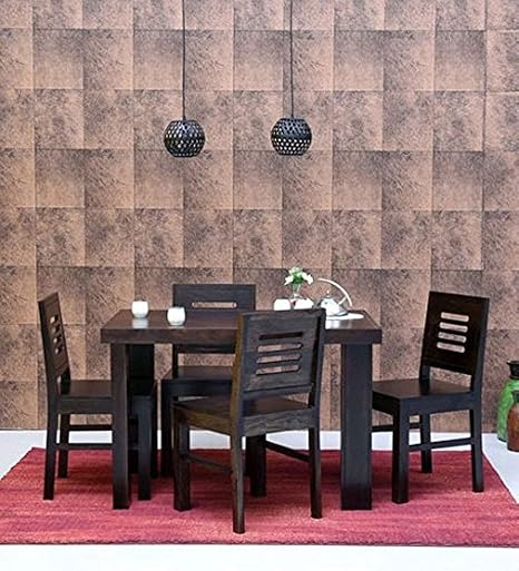 Nisha Furniture Sheesham Wooden Dining Table Set | Dining Table Set with 4 Chairs | Home Dining Room Furniture | Warm Chestnut Finish