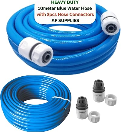 AP Supplies 10m Blue 1/2 Inch 3ply Food Grade Water Hose Connector Set Caravan