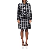 Tommy Hilfiger Womens Ashbury Plaid Tie Waist Button Front Dress
