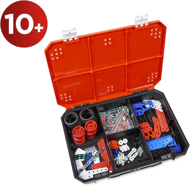 Meccano Maletín de construcción - Estuche de construcción 5 en 1 Vehículos, Robot, Torre Eiffel - 437 piezas, herramientas, instrucciones - Kit Actividad Montaje - Juguete infantil de 10 años y