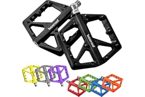 BOWOD MTB Pedals Large Mountain Bike Pedals, Lightweight Nylon Fiber Composite Bicycle Platform Pedals, Grippy Pedals w 18 Pins, Cr-Mo Spindle fit w 2 Bearings, Clipless Pedals for BMX MTB Bike 9/16"