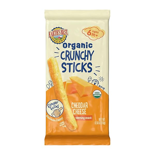 EARTH’S BEST CRUNCHY STICKS, CHEESE, .56 OZ (PACK...