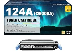 124A Toner Cartridge Compatible for HP 124A Q6000a Black Toner Cartridges Work for HP Color LaserJet 1600 2600 2600n 2605dn 2