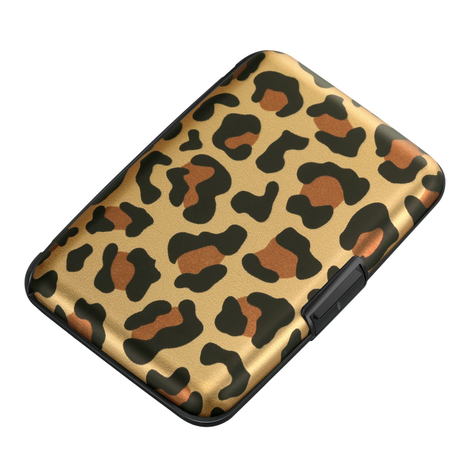 Photo 1 of ELFISH Mini RFID Aluminum Wallet Credit Cards Holder Business Card Case Metal ID Case for Men Women?Leopard