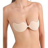Nippies Sticky Bra - Adhesive Strapless Backless Bra for Women, Seamless Coverage, Push Up Support - Crème, with Travel Bag