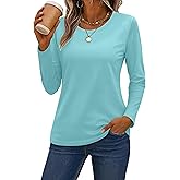 SMENG Women's Long Sleeve Crewneck Cotton Basic T-Shirt Solid Color Soft Comfy Casual Tops Fall Shirts for Women 2025