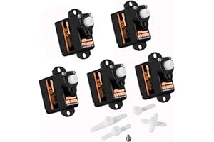 DSPOWER 5PCS 2G Plastic Gear Mini Servo, 3.7-4.2V RC Micro Coreless Motor Digital Servos Kit for Fixed-Wing Helicopter Airplane Drone 1/24 RC Car Model Boat Robot Toy