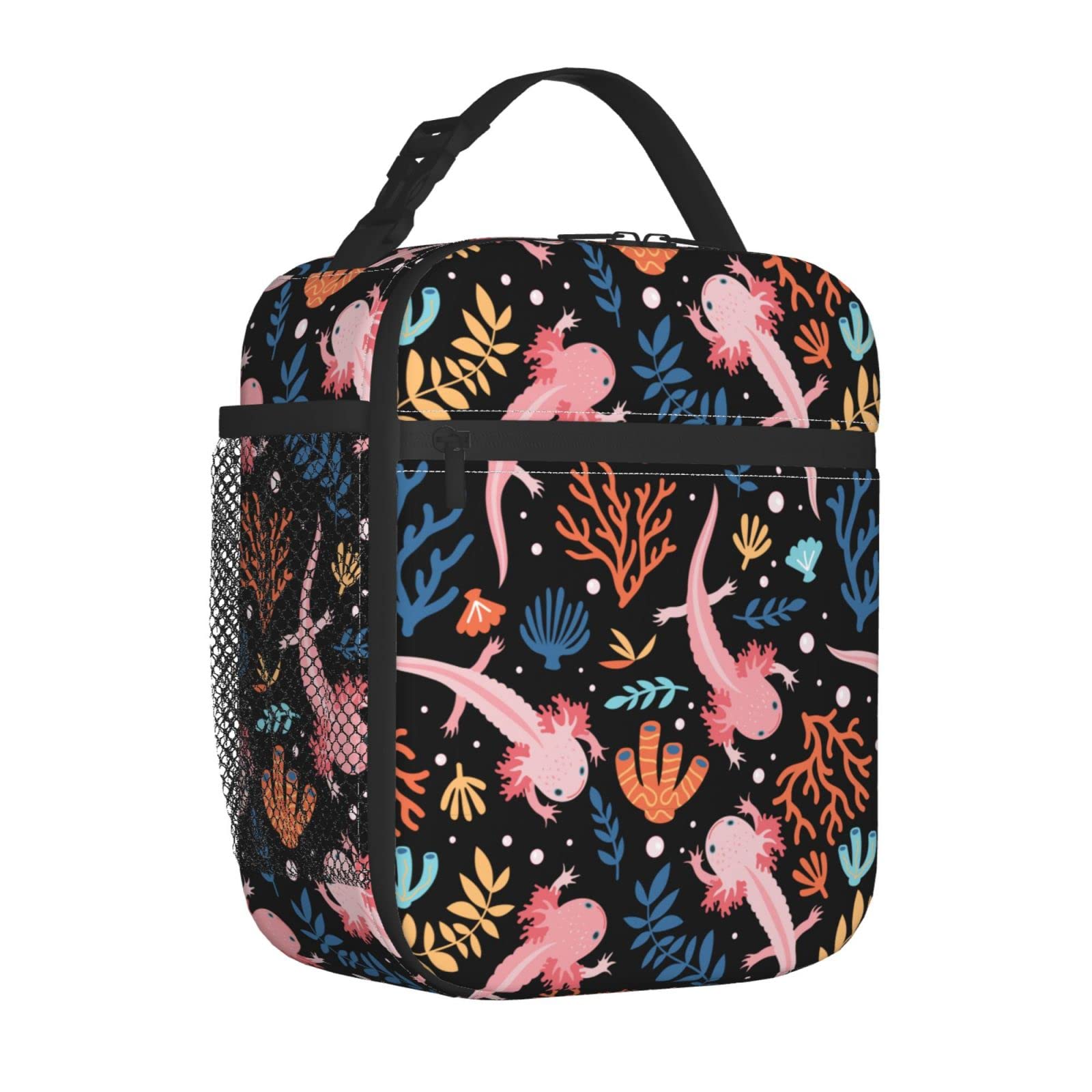 Photo 1 of famliihw Axolotl Lunch Box Reusable Insulated Lunch Bag Thermal Cooler Tote For Boys Girls Teen School Men Women Picnic Travel Hiking