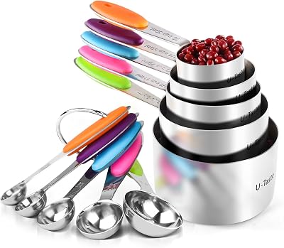 U-Taste 18/8 Stainless Steel Measuring Cups & Spoons Set of 10