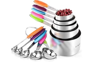 Measuring Cups : U-Taste 18/8 Stainless Steel Measuring Cups and Spoons Set of 10 Piece, Upgraded Thickness Handle (Multicolors)