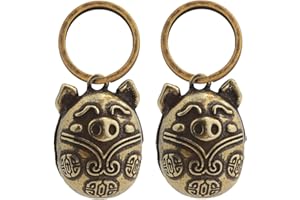 AOJINGBEI GQPZMD 2 Pcs Vintage Pet Bells-Brass Cat/Dog Bells-Pet Tracker Bell-Lucky/Exorcism Pendant Bell Key Pendant,Christmas Decorative Bells(Color:Piggy Bell)