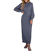 Caracilia 2 Piece Skirt Set for Women Sweater Dress Long Sleeve Oversized Tops Matching Maxi Skirts 2025 Fall Outfits Clothes