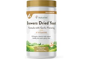 NaturVet Brewers Dried Yeast Formula with Garlic Flavoring Plus Vitamins for Dogs and Cats, Powder, Made in The USA with Globally Source Ingredients 1 Pound