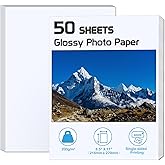ZBEIVAN 8.5x11 Photo Paper, Glossy Photo Paper 50 Sheets, 8.5"x11" Inkjet Printer Photo Paper for Dye Ink, 200 GSM