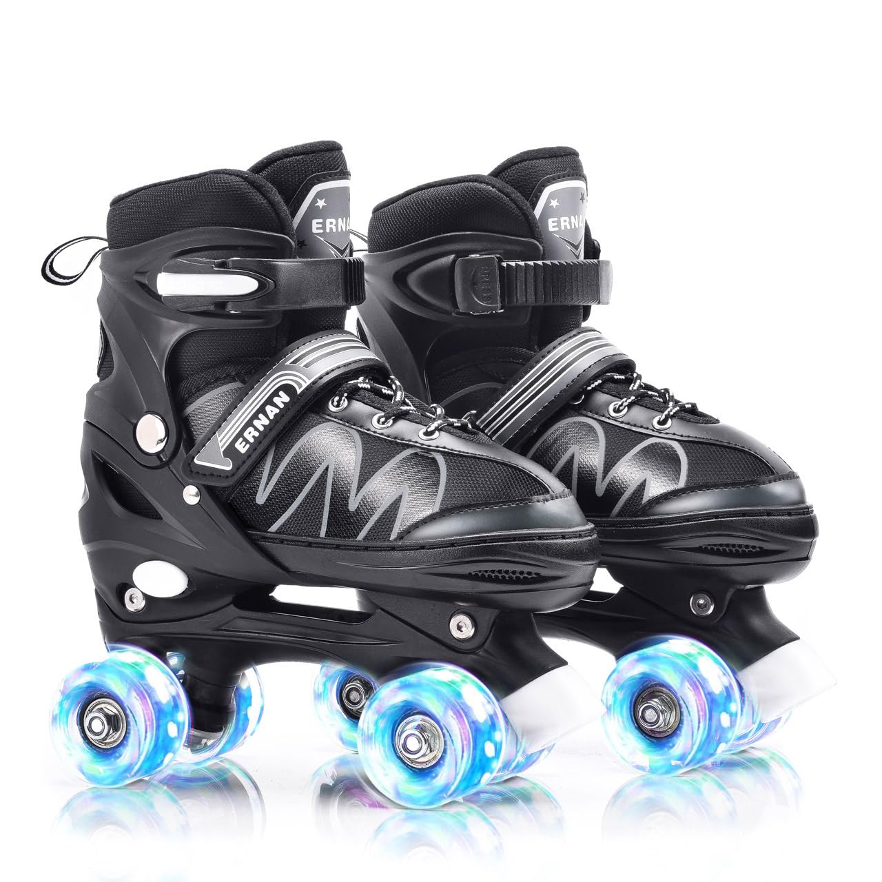 ERNAN Roller skates kids Roller boots,8 Light up Wheels and 4 Sizes Adjustable.Rollerskates for Kids Beginners, Suitable for Indoor Outdoor (White, M)