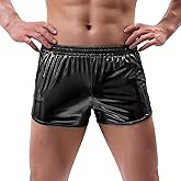 AMY COULEE Mens Metallic Shorts Sexy Shiny Sparkly Rave Outfit Holographic Booty Shorts with Pockets