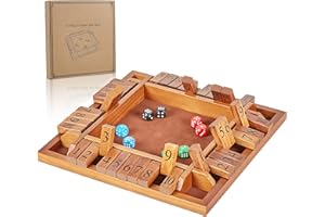 ApudArmis 4-Way Shut The Box, Large Wooden Board Game Set with Dice, 4 Ways Play Shut-The-Box for Kids Learning Addtion Adults Classroom Home Party Pub (12 in)