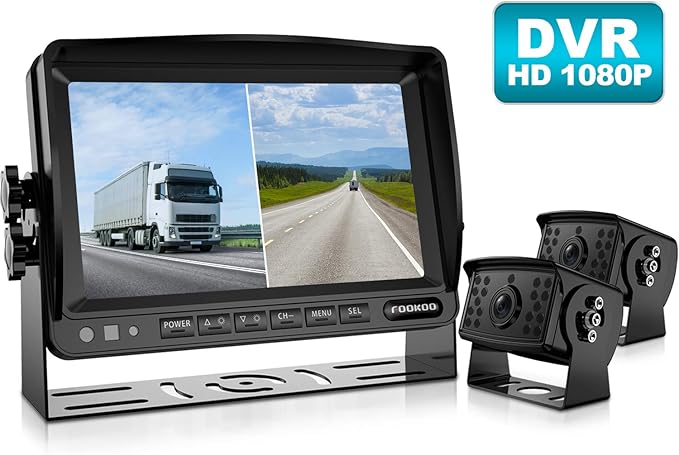 Fookoo Ⅱ HD 1080P Backup Camera System Kit,7'' Split Screen Monitor