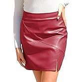 trendfoll Faux Leather Skirts for Women High Waisted Bodycon Pleather Pencil Mini Skirt with Shorts
