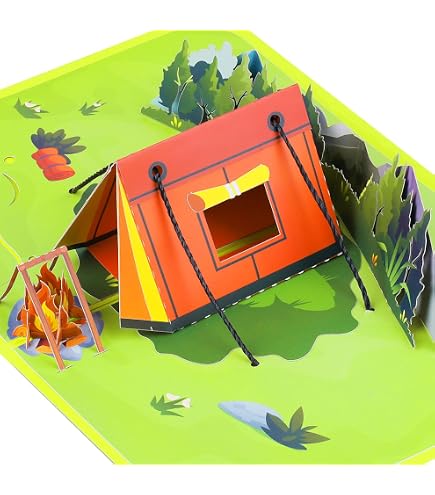 pop up tent card PQDGlobal 3D Camping Popup - Handmade Outdoor Paper Art for Birthday, Anniversary, Christmas, Father's Day pool toy SIXPACK RACING Pedale Kamikaze Type:3s gray(Silnylon) or Just Because