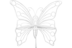 Hi-Line Gift Ltd Metal Garden Décor-Butterfly Chair, White, Item Size: 45-Inch X 24-Inch X 42-Inch H