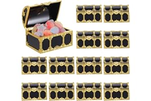 DECHOUS 12Pcs Small Pirate Treasure Chests for Kids: Plastic Treasure Chests Toy Boxes Kids Pirate Jewelry Storage Boxes for Party Favor Halloween Decoration, 2.95 Inch