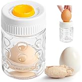 2 in 1 Egg Peeler with Piercer, Hard Boiled Egg Shell Remover Tool with Rotary Lock &amp; Leak-Proof Design, Clear Egg Peeler for Meal Prep, Fitness, Camping &amp; Deviled Eggs, Easy to Use &amp; Clean (White)